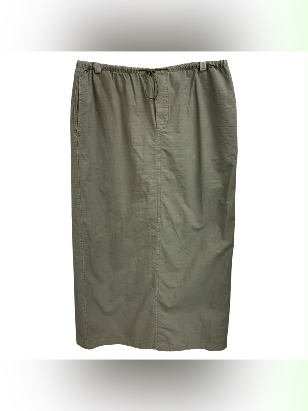 Zara Olive Drawstring Midi Skirt Size L